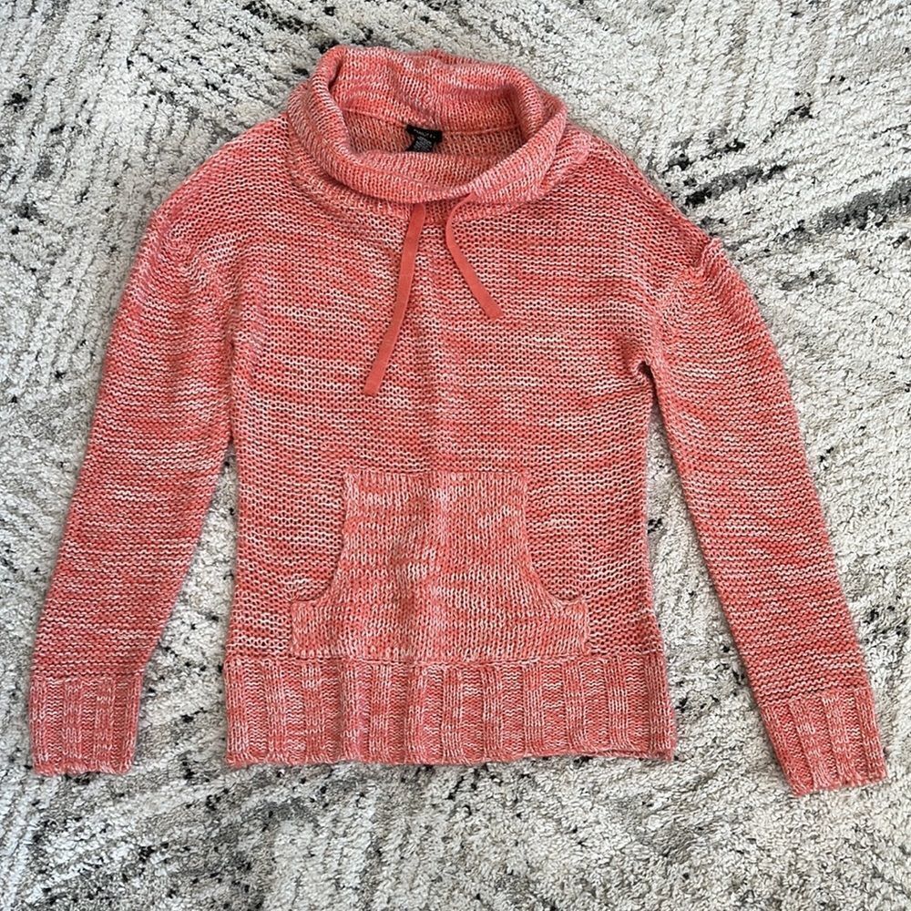 Coral peach cowl neck sweater